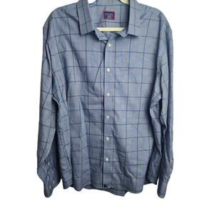 Untuckit Men's button down shirt window pane plaid navy sz XXL career preppy